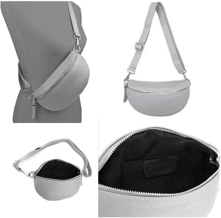 Made in Italy OBC Damen Set Gürteltasche + Schultergurt Leder Crossbody Hüfttasche Bauchtasche Umhän