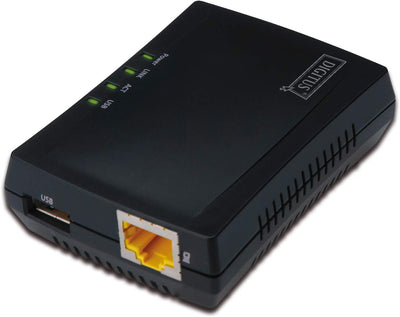 DIGITUS Fast Ethernet USB Netzwerk Server, multifunktional für NAS, USB-Hub, Drucker, DVD-Laufwerk,