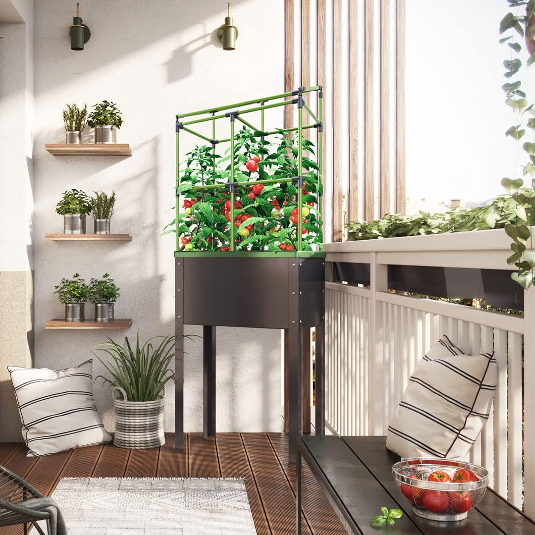 Bio Green Metall-Hochbeet City Jungle Heidelberg für Innen und Aussen | Bewässerungssystem und Rankg