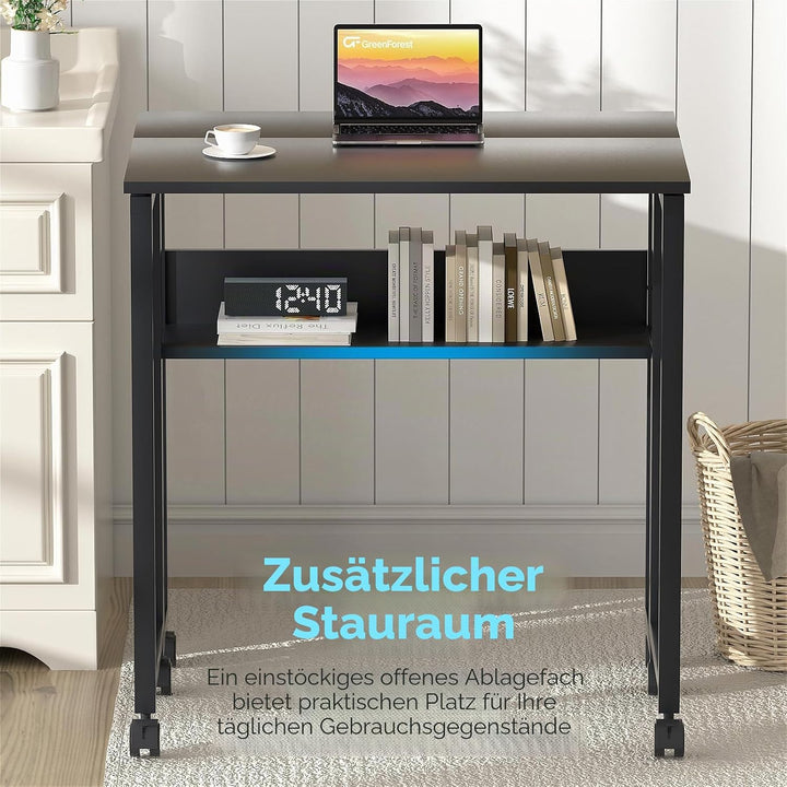 GreenForest Kleiner Schreibtisch Klappbar, 80 cm Klappschreibtisch mit Rollen, Einfache Montage Klap