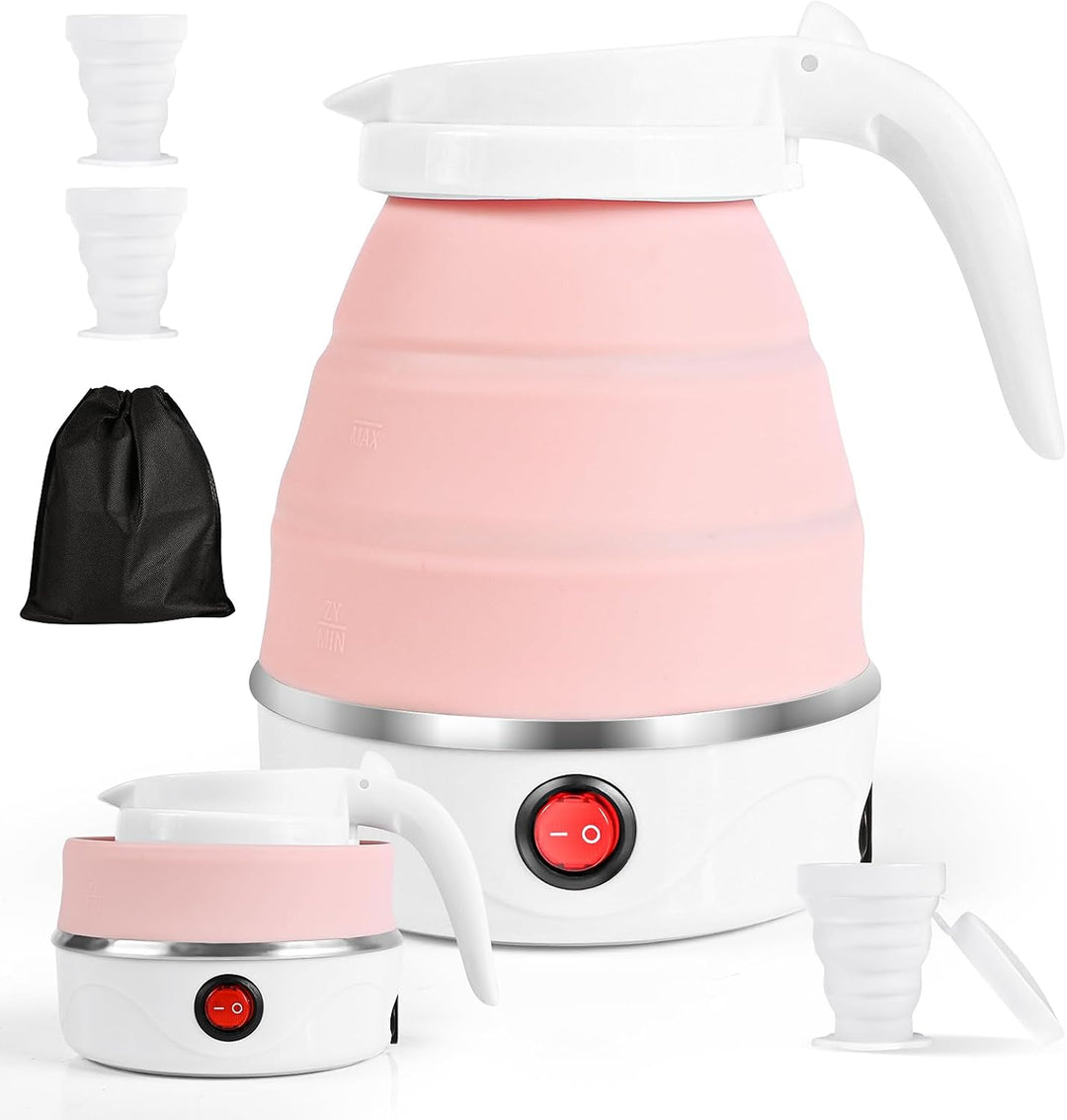 Faltbarer Wasserkocher, 600ml Wasserkessel Tragbarer Mini Reisewasserkocher, Faltbar Silikon Wasserk
