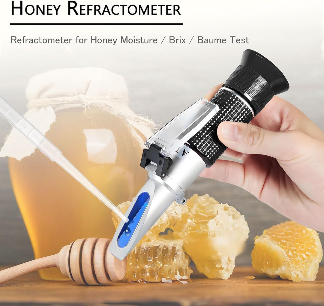 Honig Refraktometer,V·RESOURCING Imker Brix Feuchtigkeit Honig Refraktometer mit Dreifach-Skala( Bri