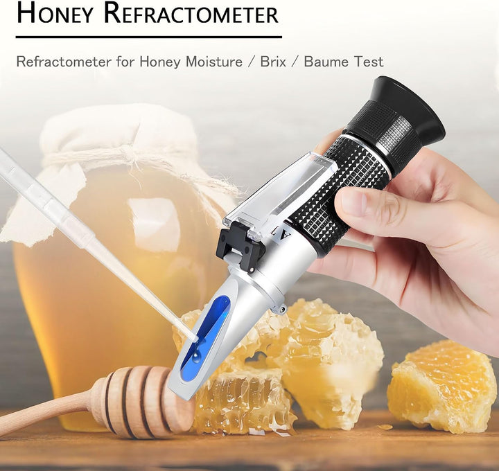 Honig Refraktometer,V·RESOURCING Imker Brix Feuchtigkeit Honig Refraktometer mit Dreifach-Skala( Bri