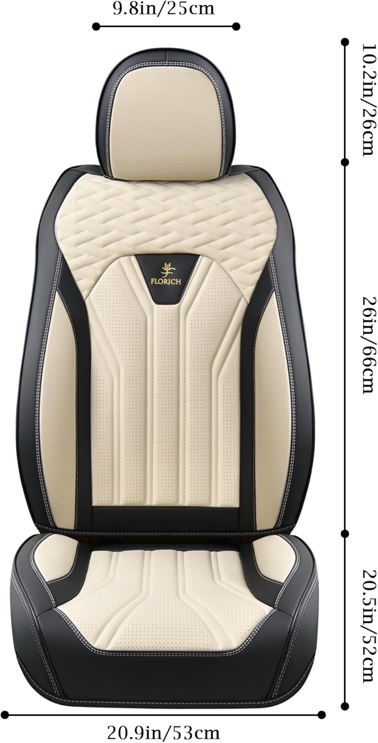 FLORICH Autositzbezüge Leder, Vorder- und Rücksitzbezüge, 5 Stück, komplettes Set, universell passen