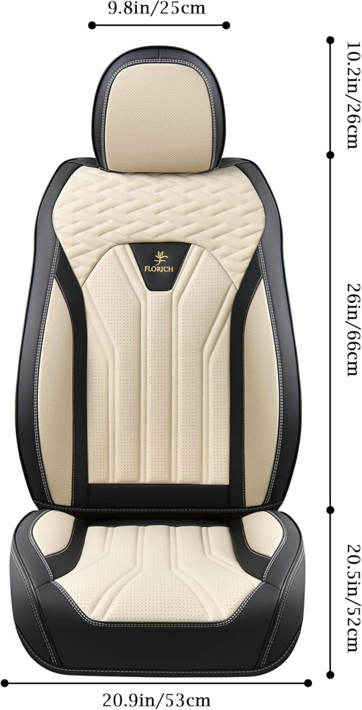 FLORICH Autositzbezüge Leder, Vorder- und Rücksitzbezüge, 5 Stück, komplettes Set, universell passen
