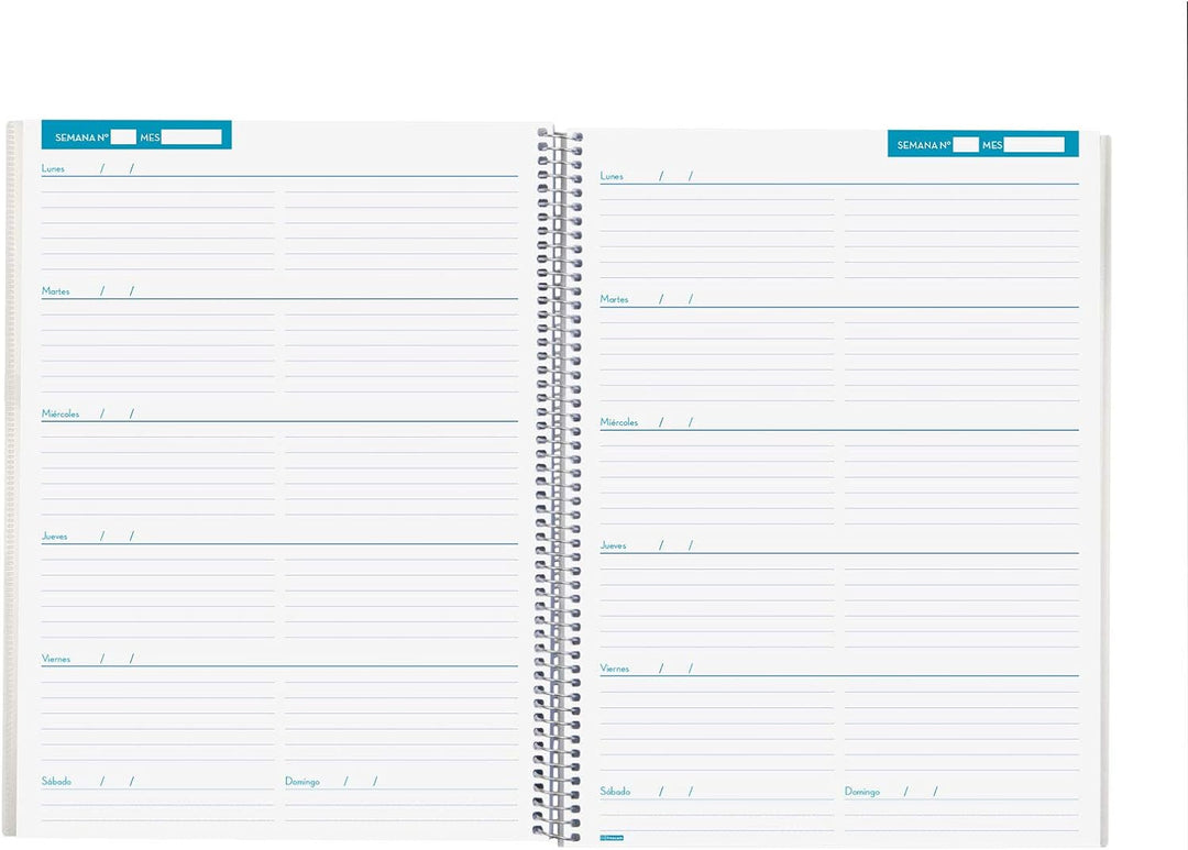 Finocam - Lehrer-Wochen-Notizbuch auf Spanisch, mit transparenten Aufklebern und Hüllen, Listen- und