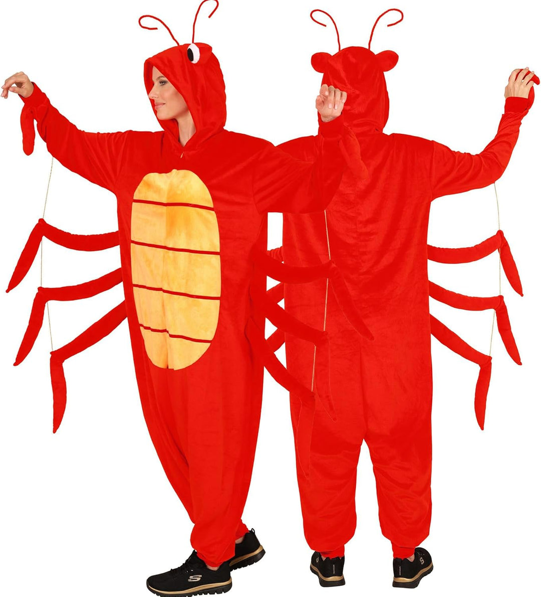 W WIDMANN MILANO Party Fashion - Tier Overall für Erwachsene, weicher Plüsch Jumpsuit mit Kapuze, Ti