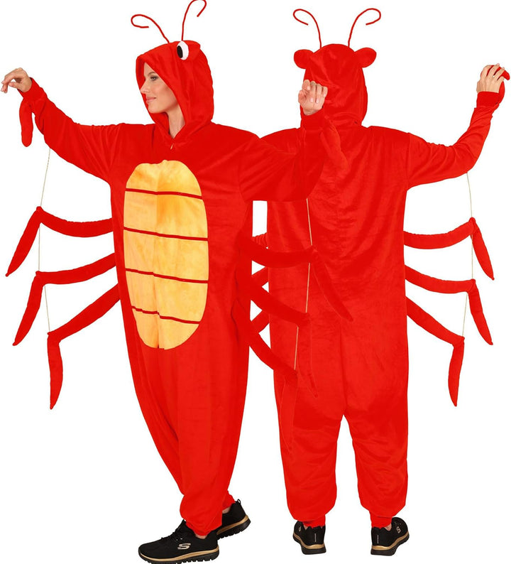 W WIDMANN MILANO Party Fashion - Tier Overall für Erwachsene, weicher Plüsch Jumpsuit mit Kapuze, Ti