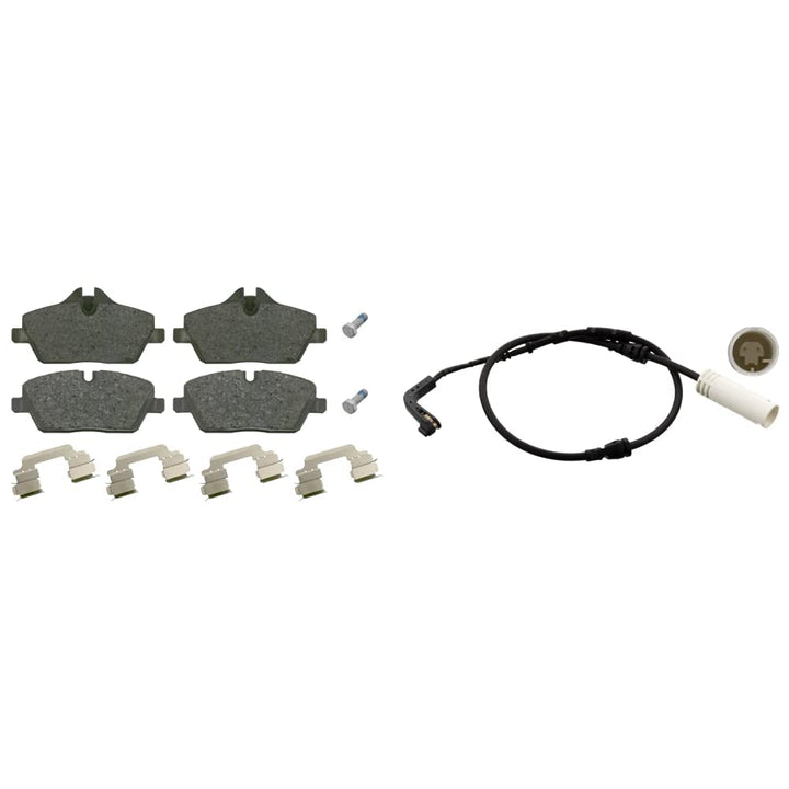 febi bilstein 16559 Bremsbelagsatz mit Anbaumaterial, 1 Stück & 24320 Verschleisskontakt, 1 Stück Bu
