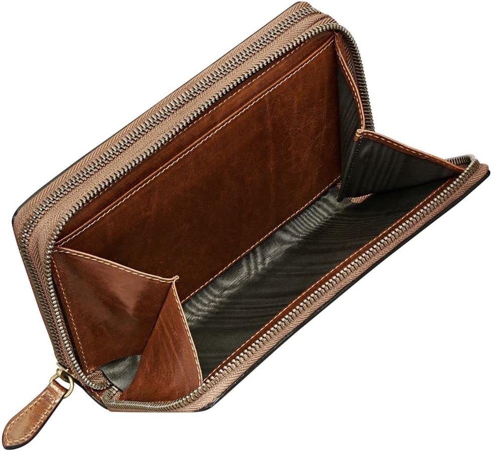 Maxwell Scott Italienische Damen Luxus Leder Clutch Meleto in Cognac Braun, Cognac Braun
