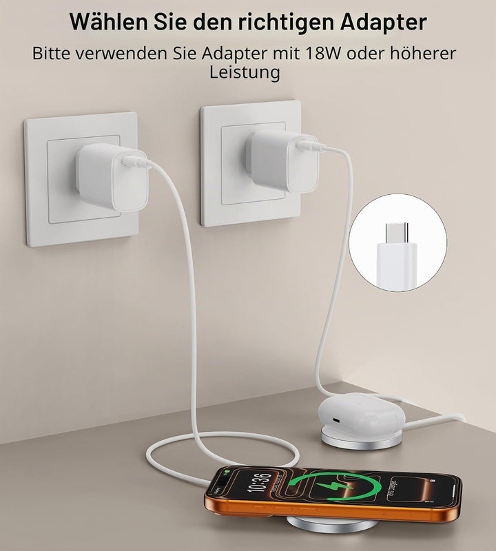 RoRoSkin 2 Pack Mag Safe Ladegerät, 15 W Induktive Ladestation Magnetisch Kabelloses Ladegerät, für