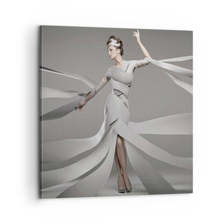 Bilder auf Leinwand Frau Modell Streifen Emotionen Leinwandbild 60x60cm Wandbilder Dekoration Wohnzi