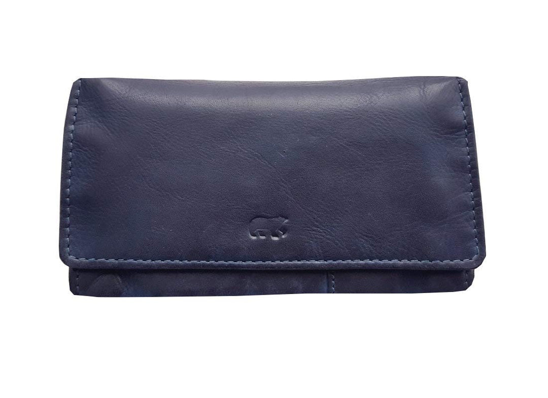 Bear Design Damen Geldbörse, Portemonnaie CL9918 gewaschenes Leder Vintage Look (16/9/3 cm) Blau, Bl