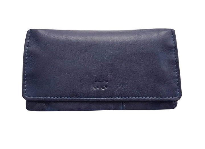 Bear Design Damen Geldbörse, Portemonnaie CL9918 gewaschenes Leder Vintage Look (16/9/3 cm) Blau, Bl