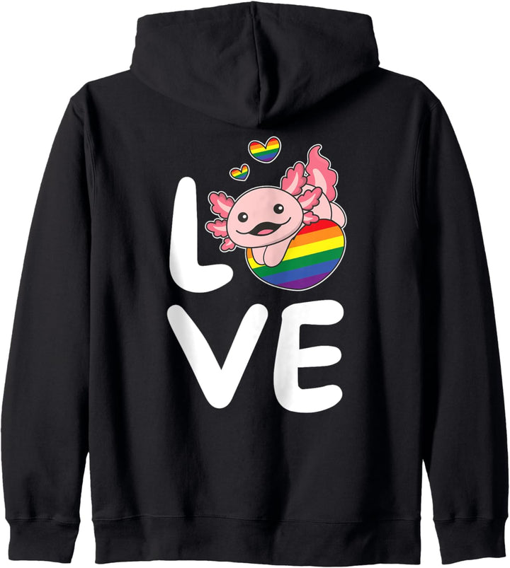 Regenbogen Flagge Pride Monat LGBTQ Regenbogen Love Axolotl Kapuzenjacke