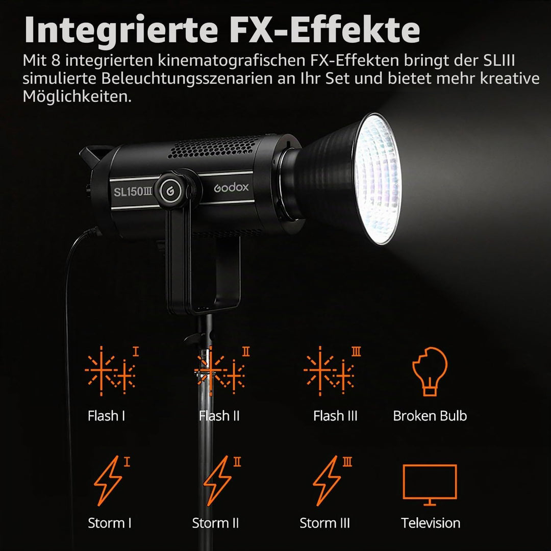 Godox SL150III SL150WIII LED Videoleuchte 160W Tageslicht Ausgewogen 5600K 2.4G Wireless X System CR