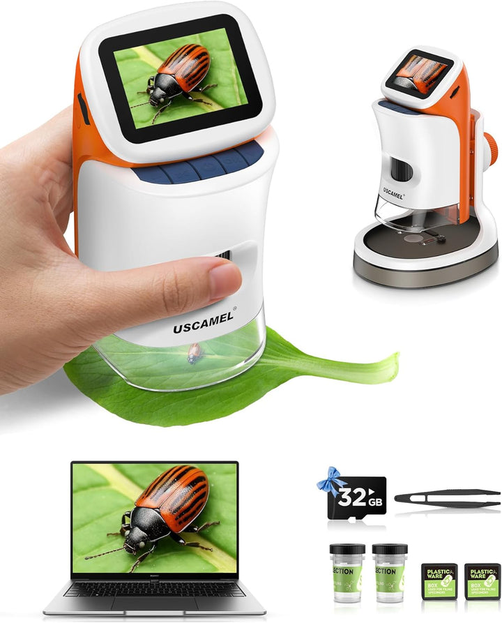 Mikroskop für Kinder mit Stand: Digitales Handmikroskop 100 – 1000 x: LCD-Display 4 K, 2,0 Zoll, USB