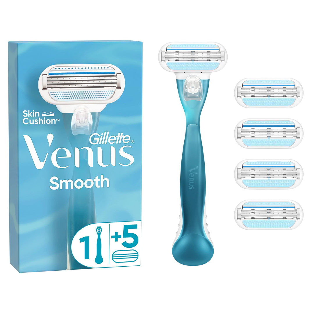 Gillette Venus Smooth Rasierklingen Damen, 5 Ersatzklingen für Damenrasierer + Handstück 1 stück (1e