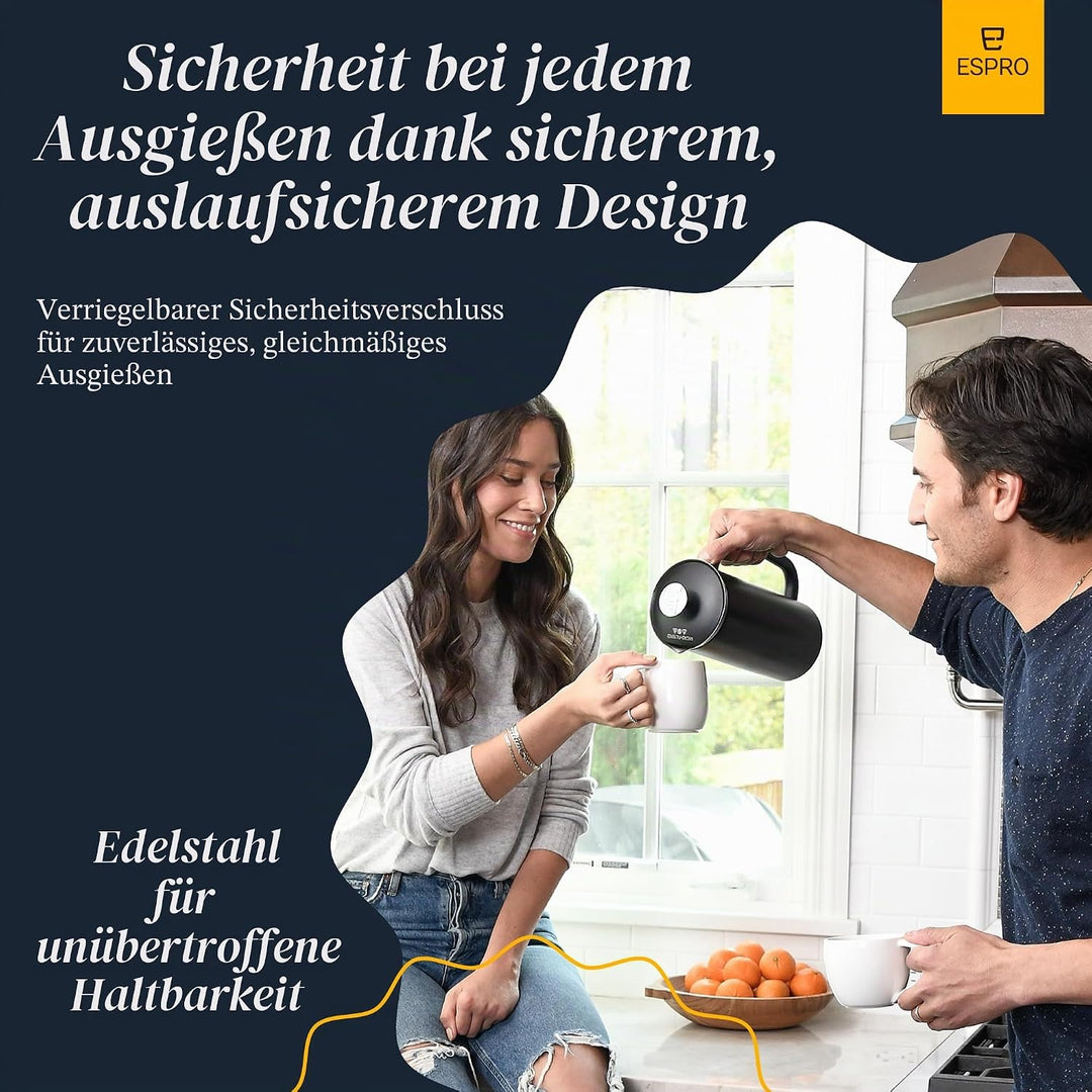 ESPRO P7 French Press Kaffeebereiter – Doppelwandig isoliert aus Edelstahl mit Mikrofilter, 950 ml,