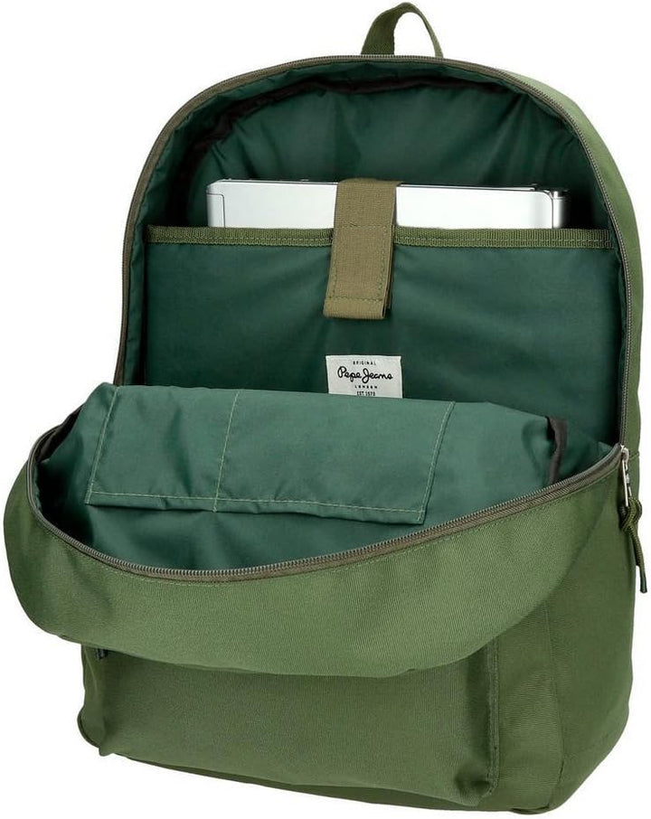 Pepe Jeans Cross Rucksack Grün 32x44x15 cms Polyester für 15,6"-Laptop 21.12L, Rucksack Grün