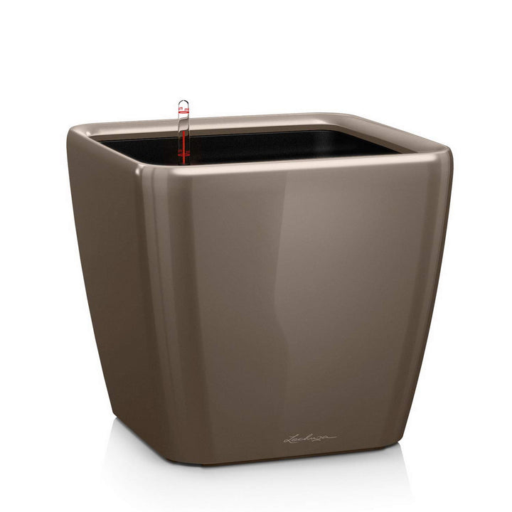 LECHUZA QUADRO Premium LS 21 taupe hochglanz 16125 22.5x22.5x20.5 cm Taupe Hochglanz, 22.5x22.5x20.5