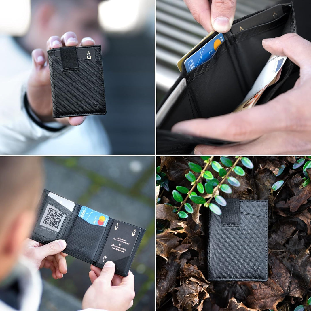 DONBOLSO Wallet 2 I Slim Wallet mit Münzfach I 8 Kartenfächern I bis 12 Karten I RFID Schutz I echte