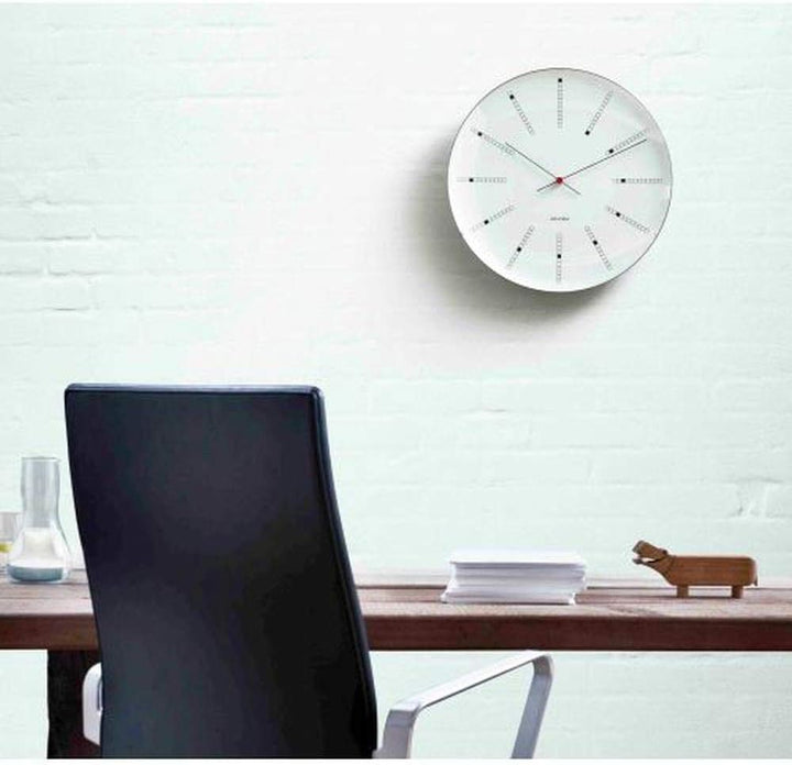 Arne Jacobsen Wanduhr Ø21 cm Bankers Originaldesign Kreative Details, weiss 21cm Weiss, 21cm Weiss