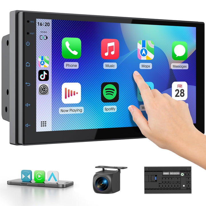Haudio 2 Din Autoradio mit Wireless CarPlay & Android Auto, 7 Zoll IPS Bildschirm, Mirror Link, GPS,