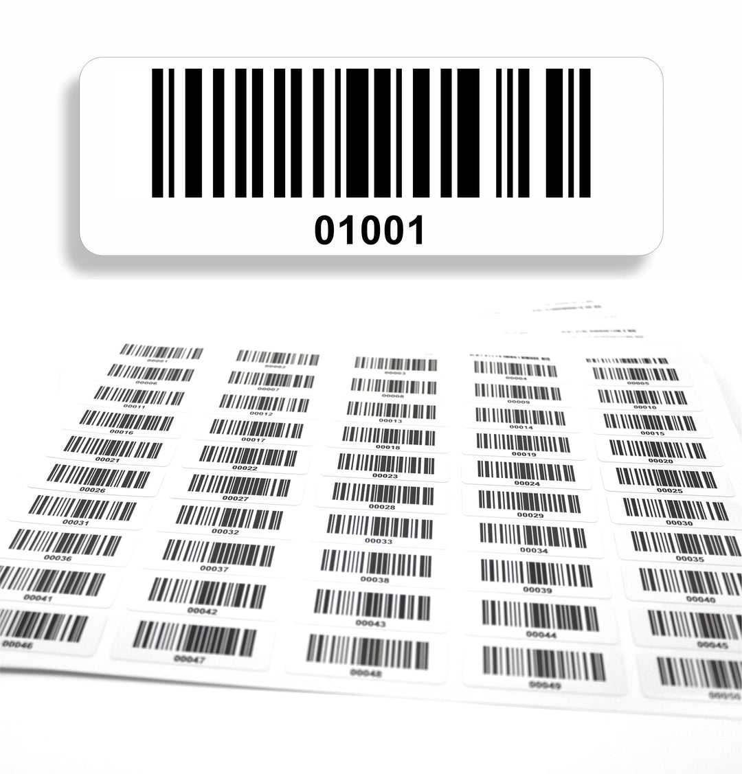 Barcodeetiketten 1001-2000 fortlaufend 5-stellig DGUV Prüfung Barcode Etiketten 1.000 Stck Strichcod
