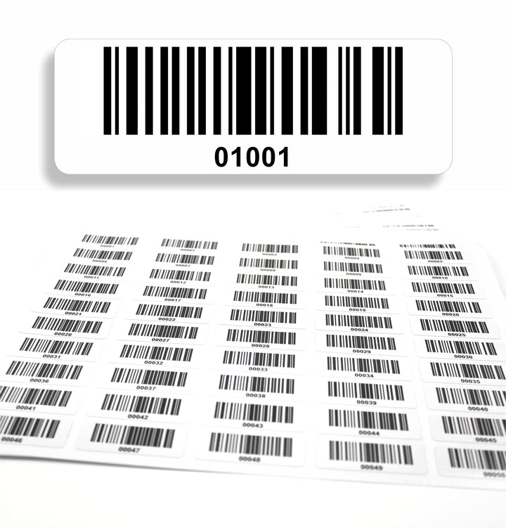 Barcodeetiketten 1001-2000 fortlaufend 5-stellig DGUV Prüfung Barcode Etiketten 1.000 Stck Strichcod
