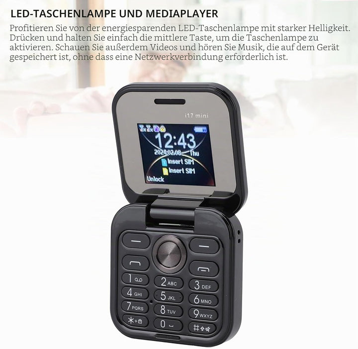 Entsperrtes Klapphandy für Senioren, ältere Menschen, 2G Basic, Einfach zu Bedienendes, Kleinstes Mo