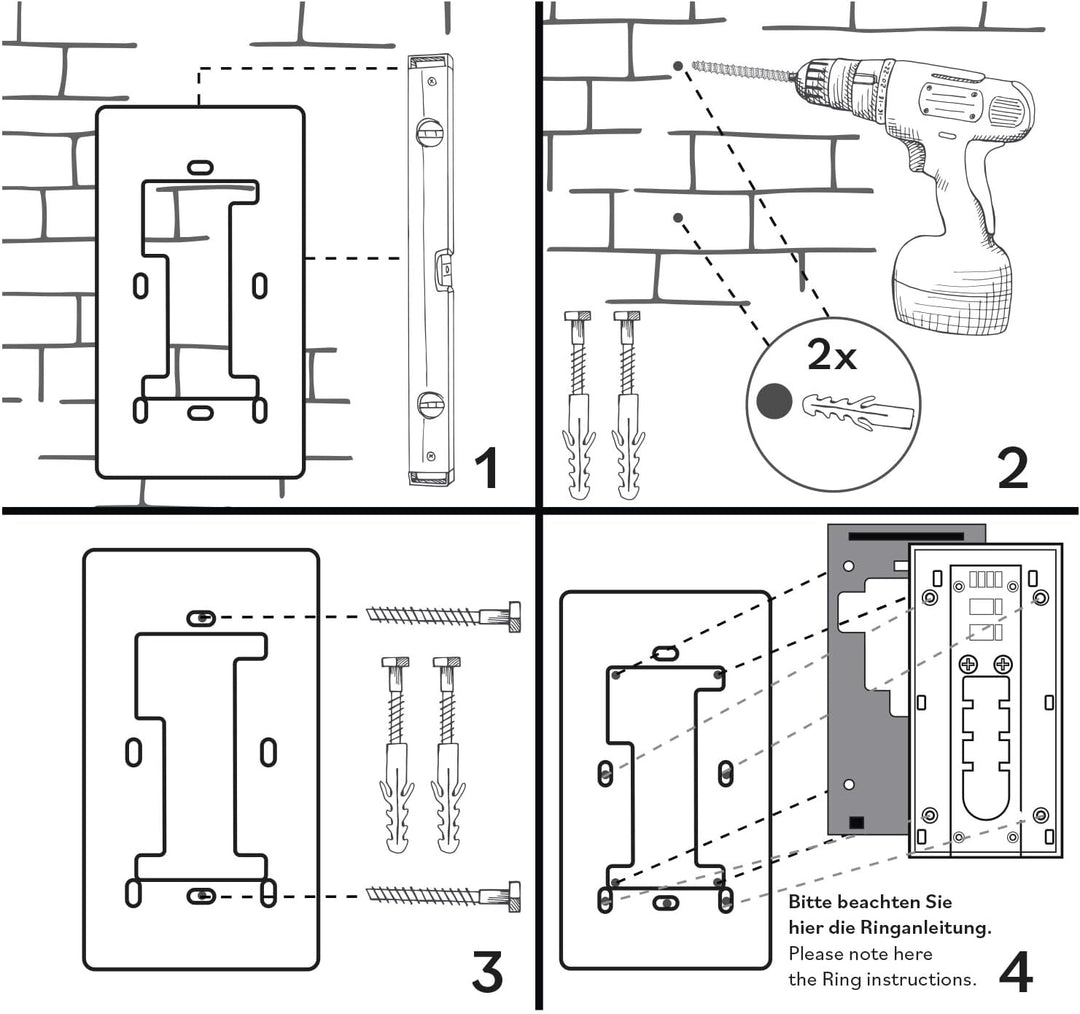 iSecur Blende passend für Ring Akku-Videotürklingel aus Edelstahl I Video-Doorbell 2. Gen 3 Plus 4 (