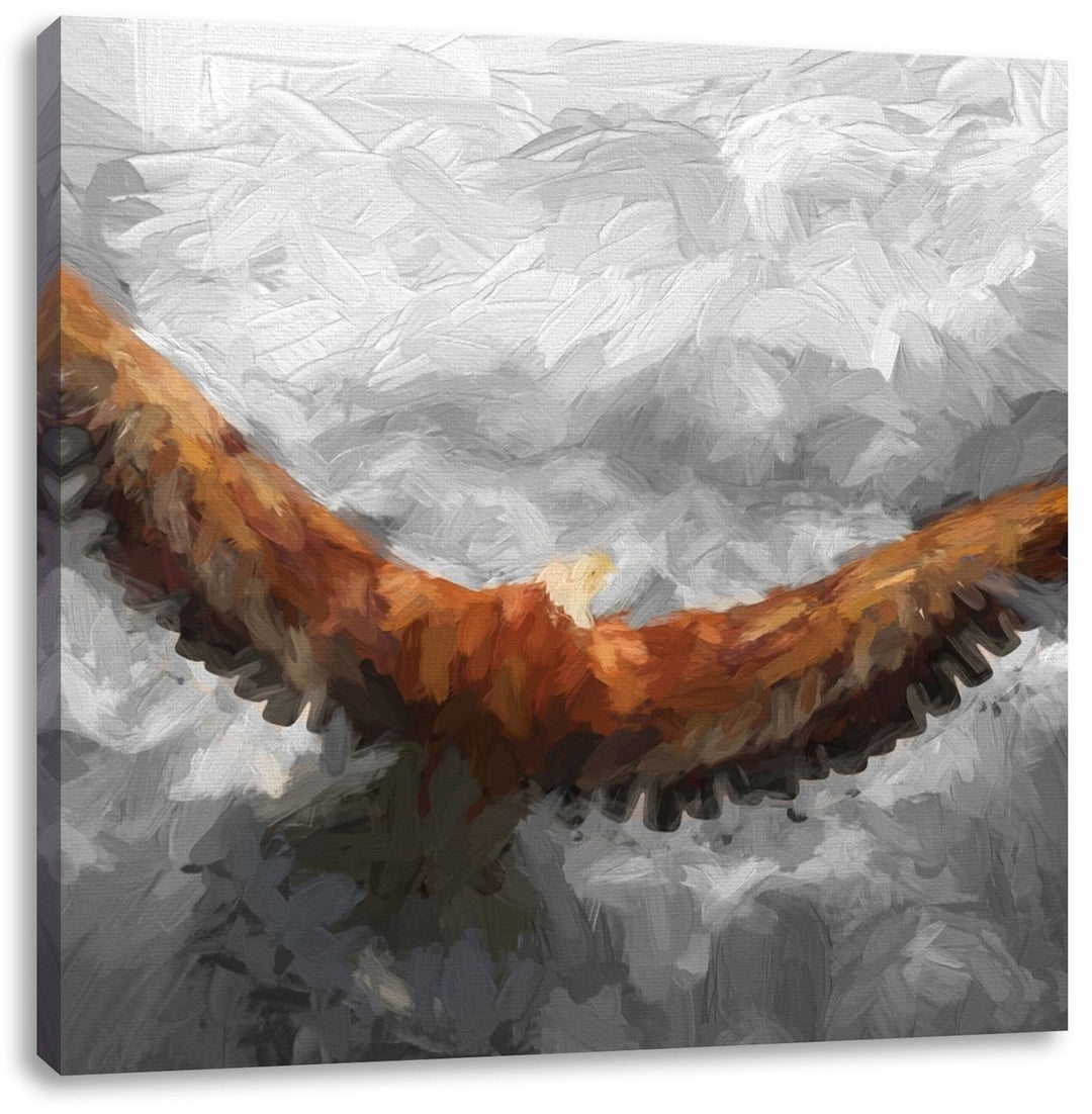 Pixxprint Adler mit leuchtenden Augen als Leinwandbild/Grösse: 70x70 cm/Wandbild/Kunstdruck/fertig b