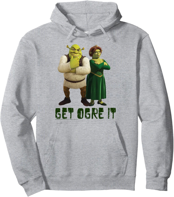 Shrek Fiona & Shrek Get Ogre It Text Poster Pullover Hoodie