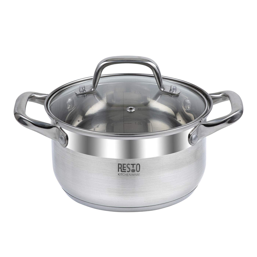 RESTO Edelstahltopf 22cm - Suppentopf, Universaltopf 3,5l - Schmortopf mit Deckel - Topf für alle He
