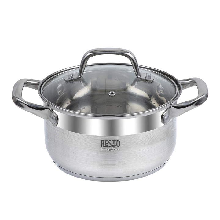 RESTO Edelstahltopf 22cm - Suppentopf, Universaltopf 3,5l - Schmortopf mit Deckel - Topf für alle He