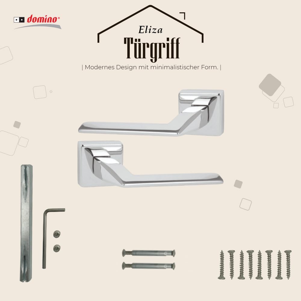 domino Türgriff ohne Schlossrosette | quadratische Rosette | Türklinke für Zimmertür, Bürotür | Türb