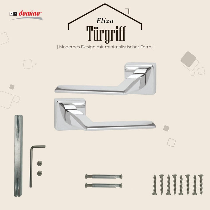 domino Türgriff ohne Schlossrosette | quadratische Rosette | Türklinke für Zimmertür, Bürotür | Türb