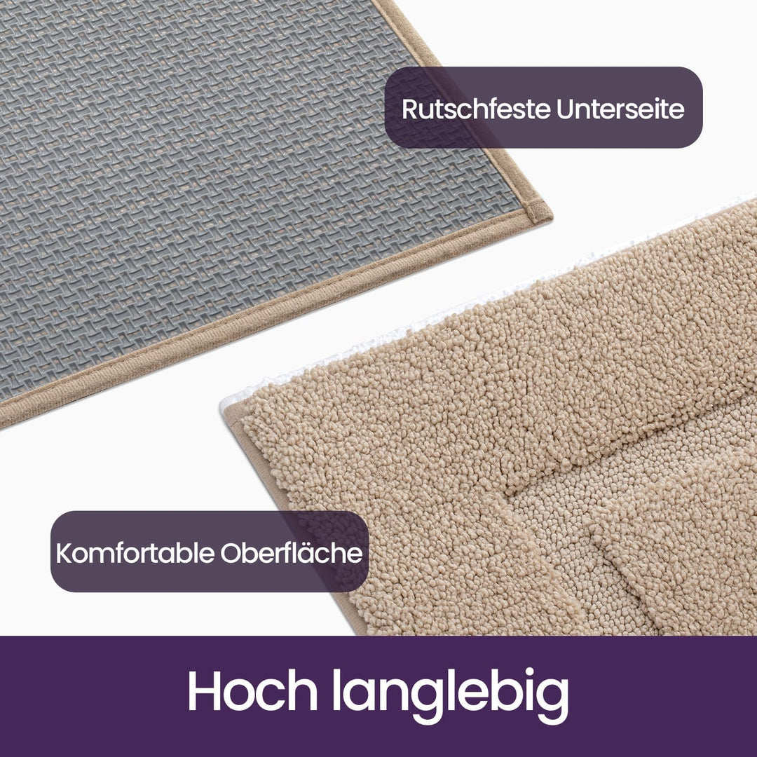 DEXI Badezimmerteppich 60 x 110 cm, Badteppich rutschfest Waschbar, weicher Badematte, Mikrofaser Ab