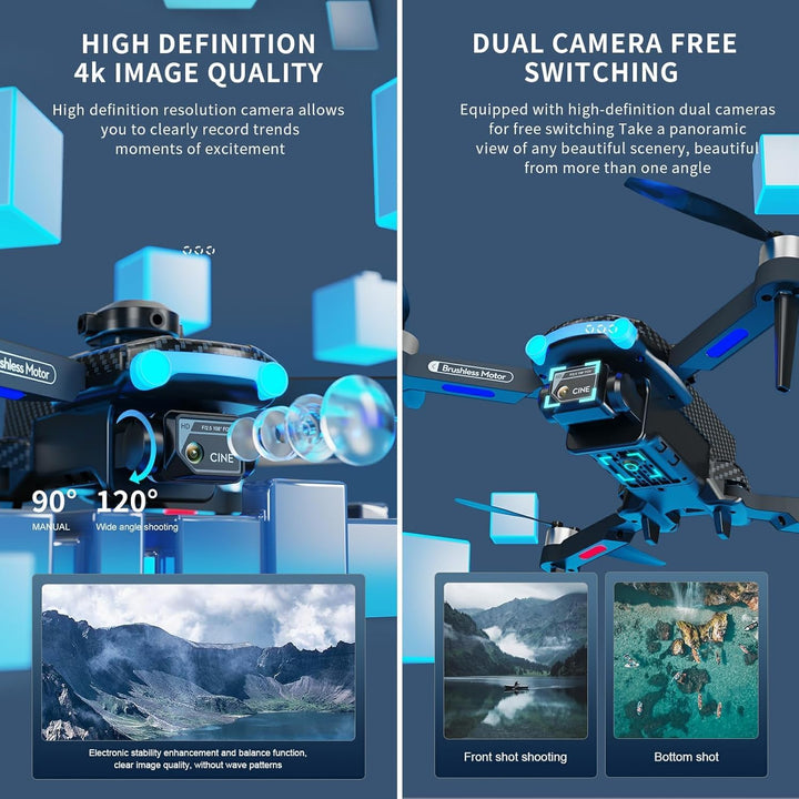 OBEST Drohne mit Kamera 4K für Erwachsene Anfänger, Faltbare WiFi FPV RC Drone mit Hinderniserkennun