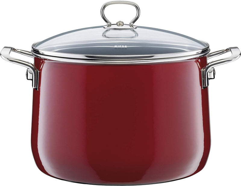Riess, 0705-008, Fleischtopf mit Glasdeckel, NOUVELLE, ROSSO EXTRA STARK, Durchmessser 24 cm, Höhe 2