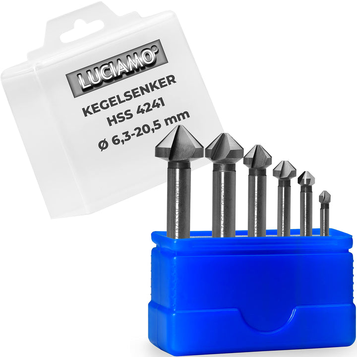 LUCIAMO 6 Stück 90° Profi Senker Set HSS 4241 - für Holz, NE-Metall und Kunststoff - ein Muss für je