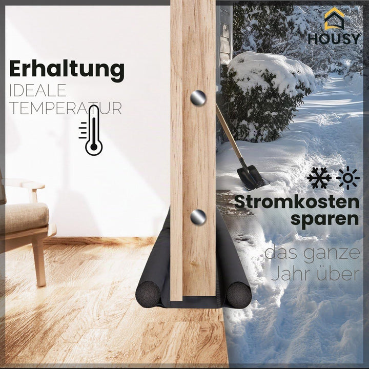 HOUSY Zugluftstopper für Türen mit einer Dicke von bis zu 10 cm – Länge der Wurst 90 cm (für Türen m