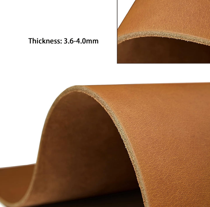Heavy Weight Bourbon Brown Tooling Leather Square 3.6mm-4.0mm (9-10oz) Thick Full Grain Cow Hide Lea
