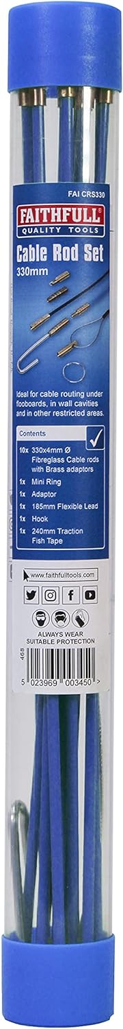 Faithfull Cable Rod Set,15 Piece, FAICRS330, Blue, 3.3M (10 x 330mm)