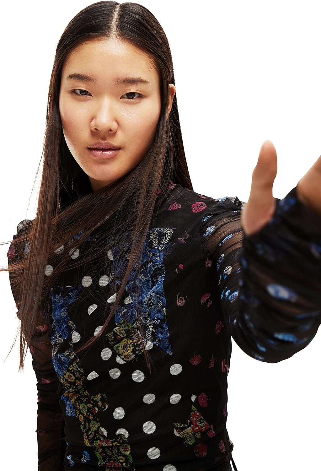 Desigual Damen T-Shirt Long Sleeve T-Shirt XS Schwarz, XS Schwarz