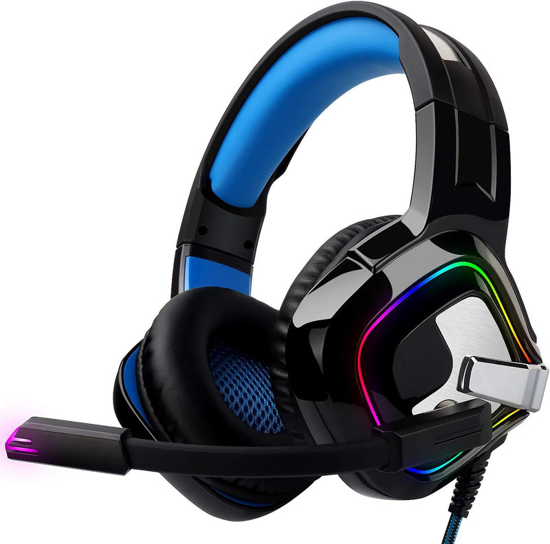 Gaming Kopfhörer für PC/PS4/Mac – August EPG100 – Stereo Gaming Headset mit RGB-LED Licht Rauschunte