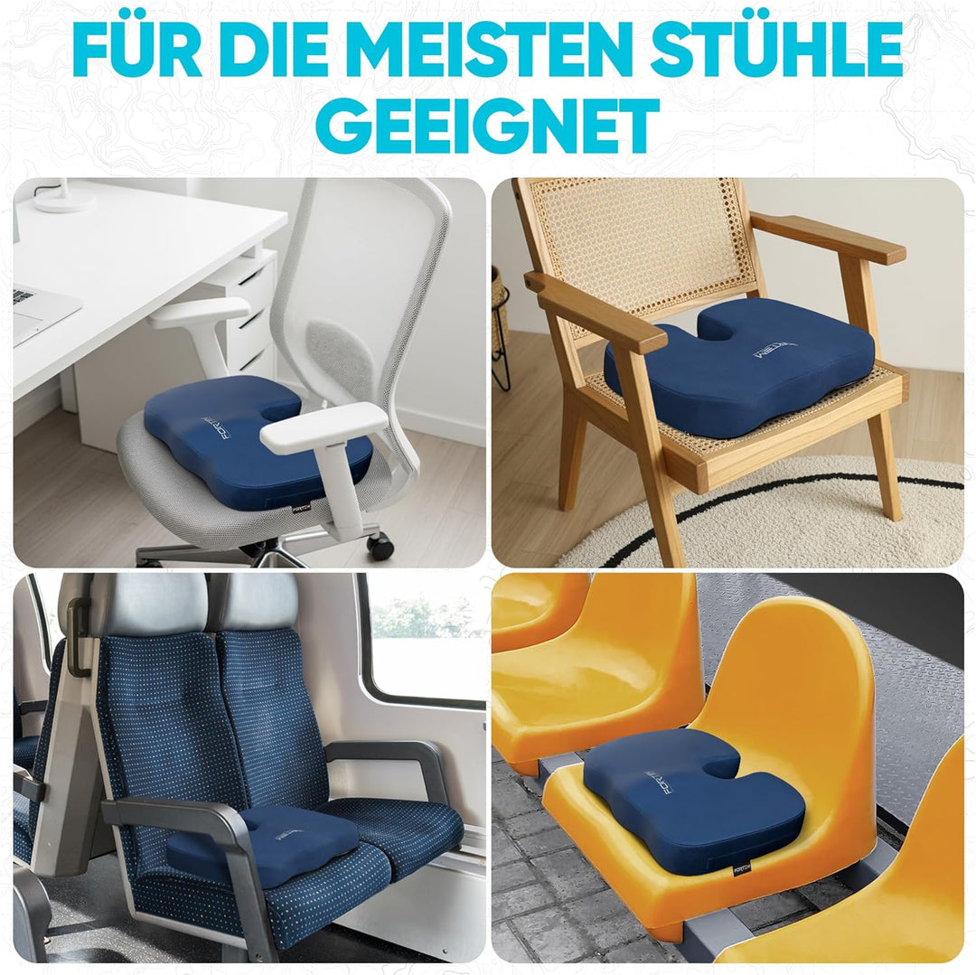FORTEM Sitzkissen Orthopädisch für Bürostuhl - Sitzkissen Auto und Schreibtischstuhl Steissbeinkisse