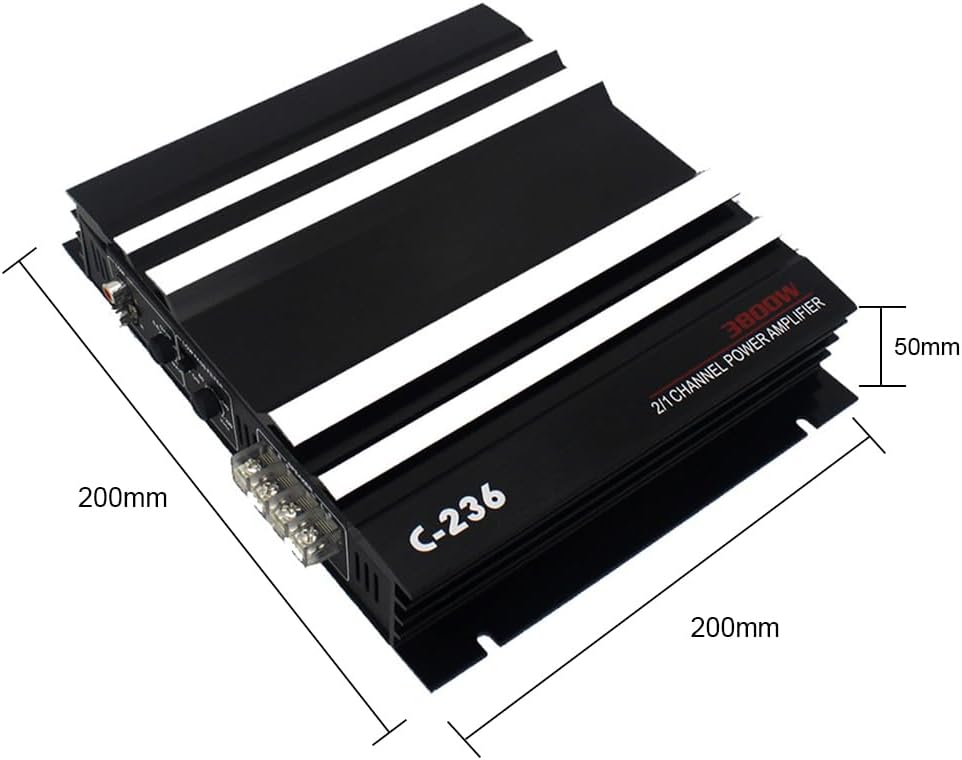 Shkalacar 2 Kanal Car Audio Mini Verstärker, 3800W Stereo Verstärker mit Niederfrequenzsteuerung, Ph