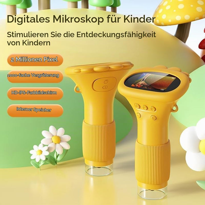 Daxiongmao Kinder Mikroskop mit 2,0 Zoll IPS-Display, USB-Anschluss für PC, 8 LED Beleuchtung, 200-1